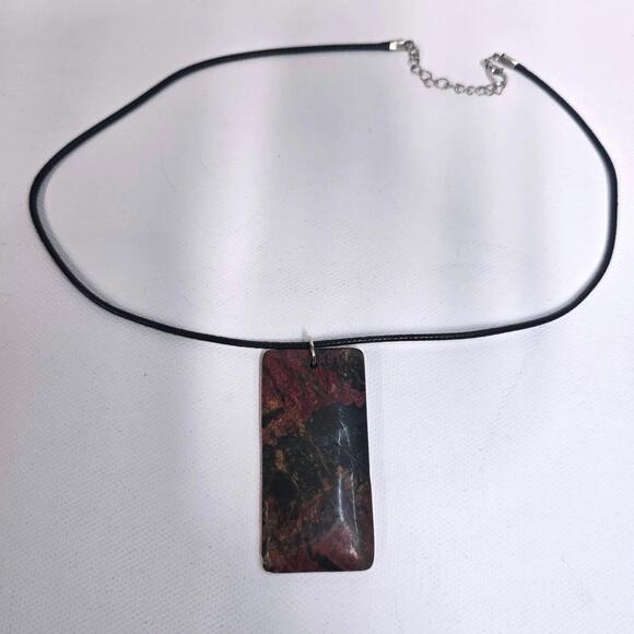 Jewelry - Stylish Rectangular Pendant Necklace with Black Cord